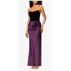 NEW Betsy & Adam Strapless Velvet & Satin Dress Size 8